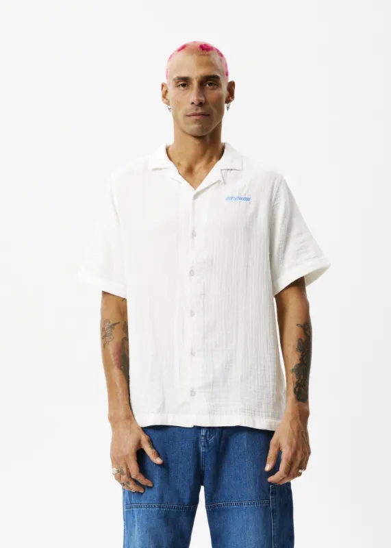 AFENDS Mens Stratosphere - Cuban Short Sleeve Shirt - Off White sold by Afends