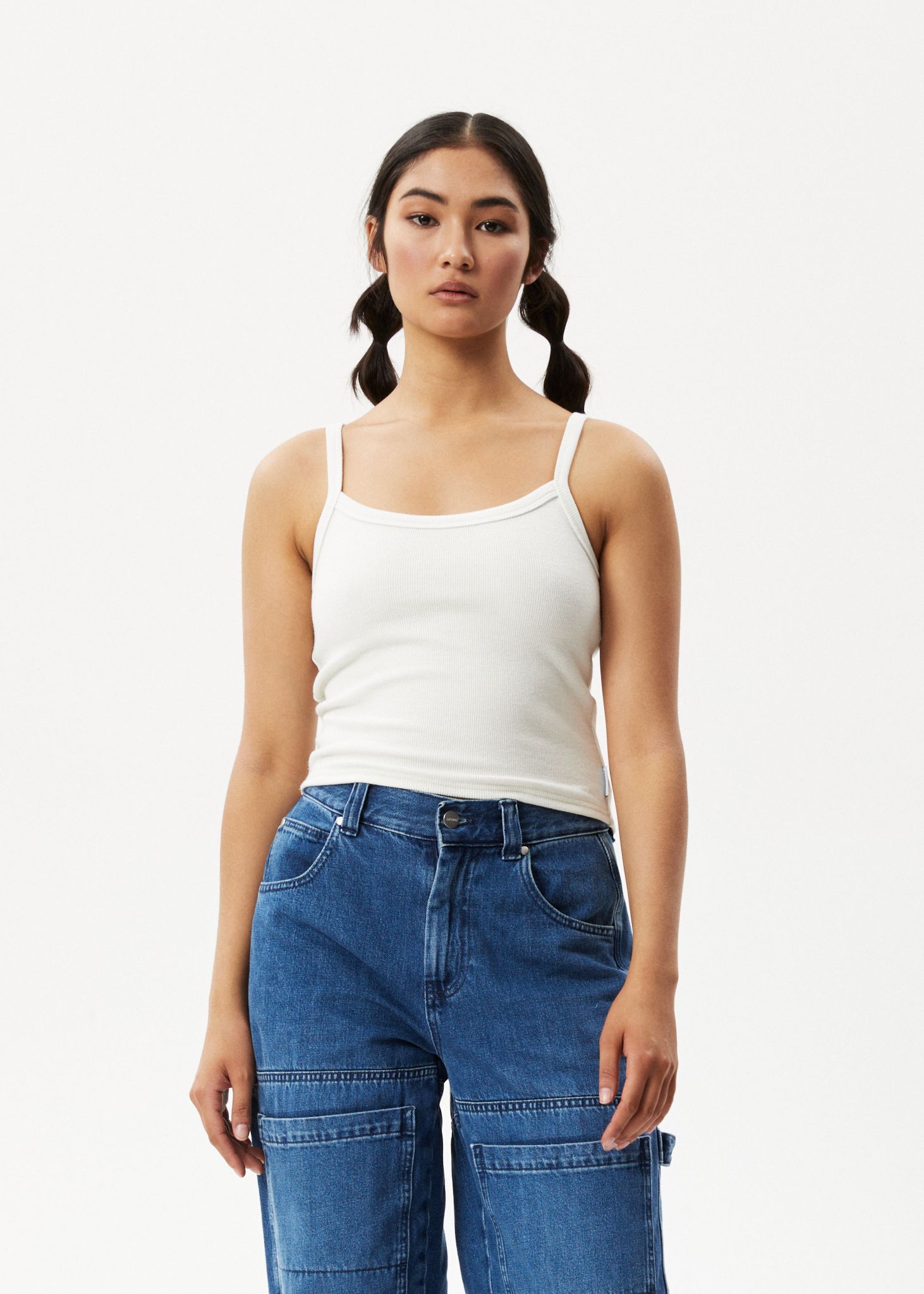 Afends Womens Taylor - Hemp Ribbed Singlet - Off White sold by Afends
