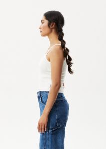 Afends Womens Taylor - Hemp Ribbed Singlet - Off White sold by Afends