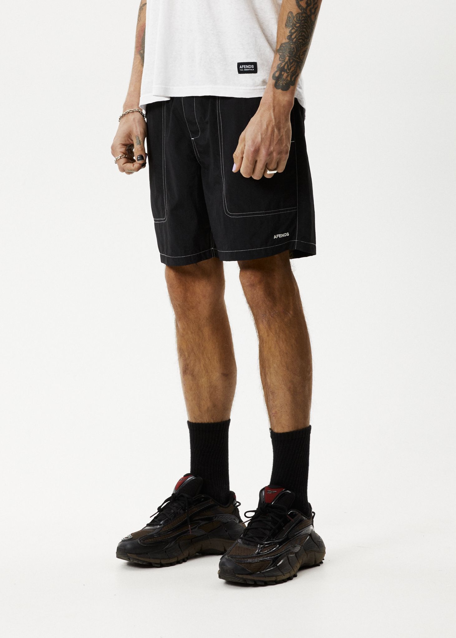 Afends Mens Baywatch Liquid Space - Elastic Waist Shorts - Black sold by Afends product image thumbnail 4