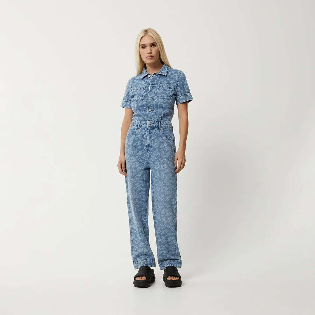 AFENDS Womens Zuri - Denim Floral Jumpsuit - Floral Blue sold by Afends product image thumbnail 5