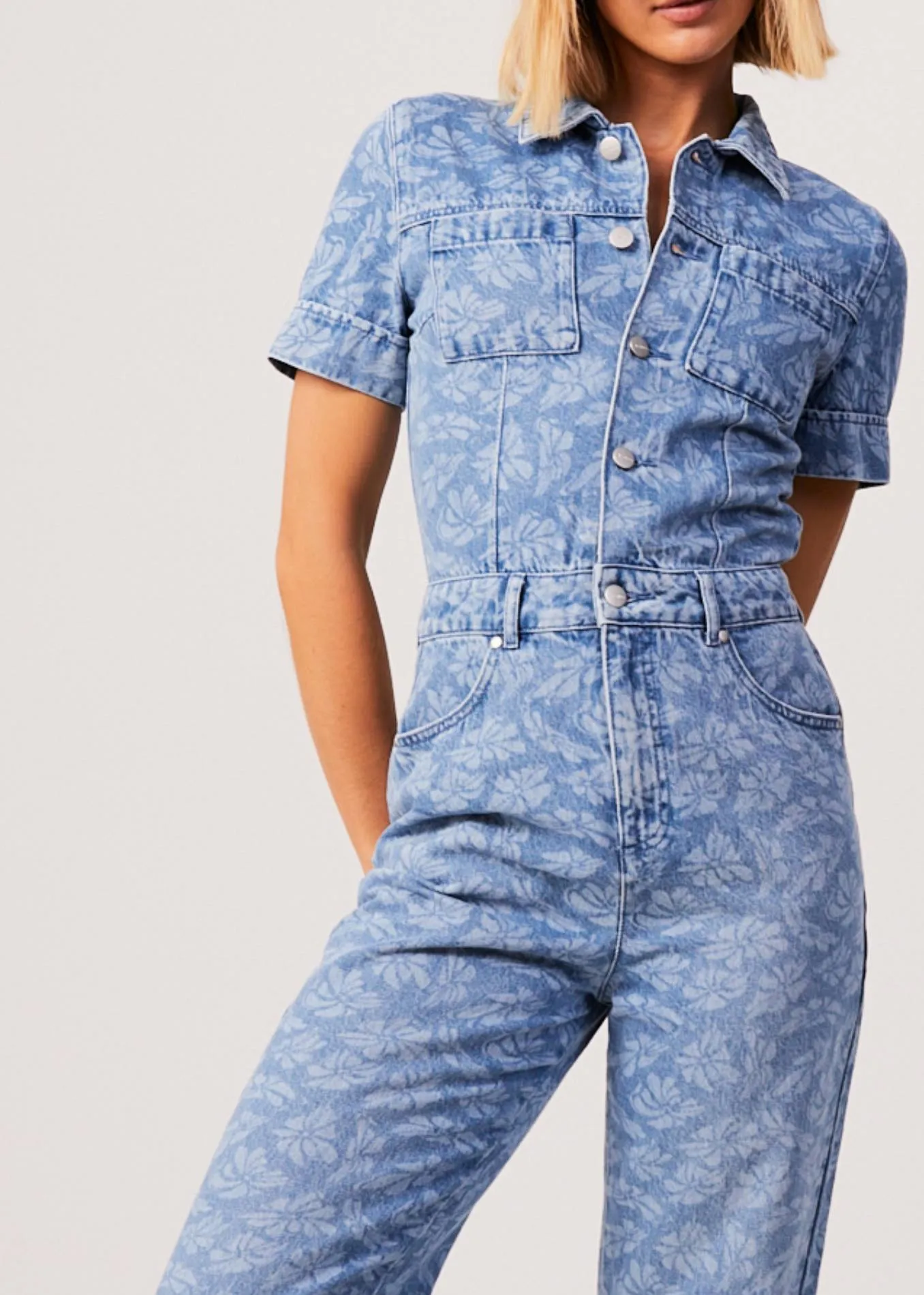AFENDS Womens Zuri - Denim Floral Jumpsuit - Floral Blue sold by Afends product image thumbnail 2