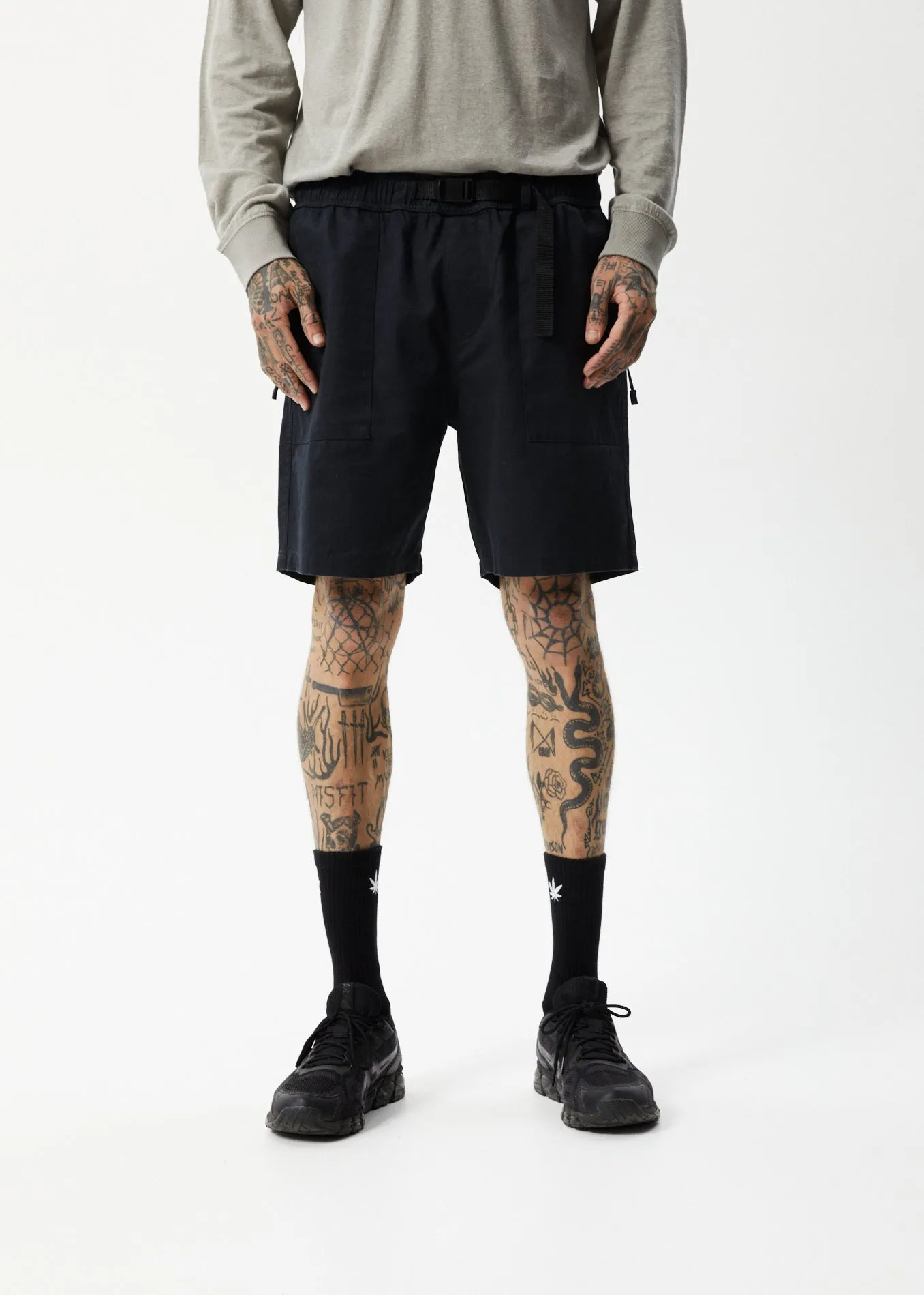 AFENDS Mens Cabal - Hemp Elastic Waist Shorts - Black sold by Afends product image thumbnail 2