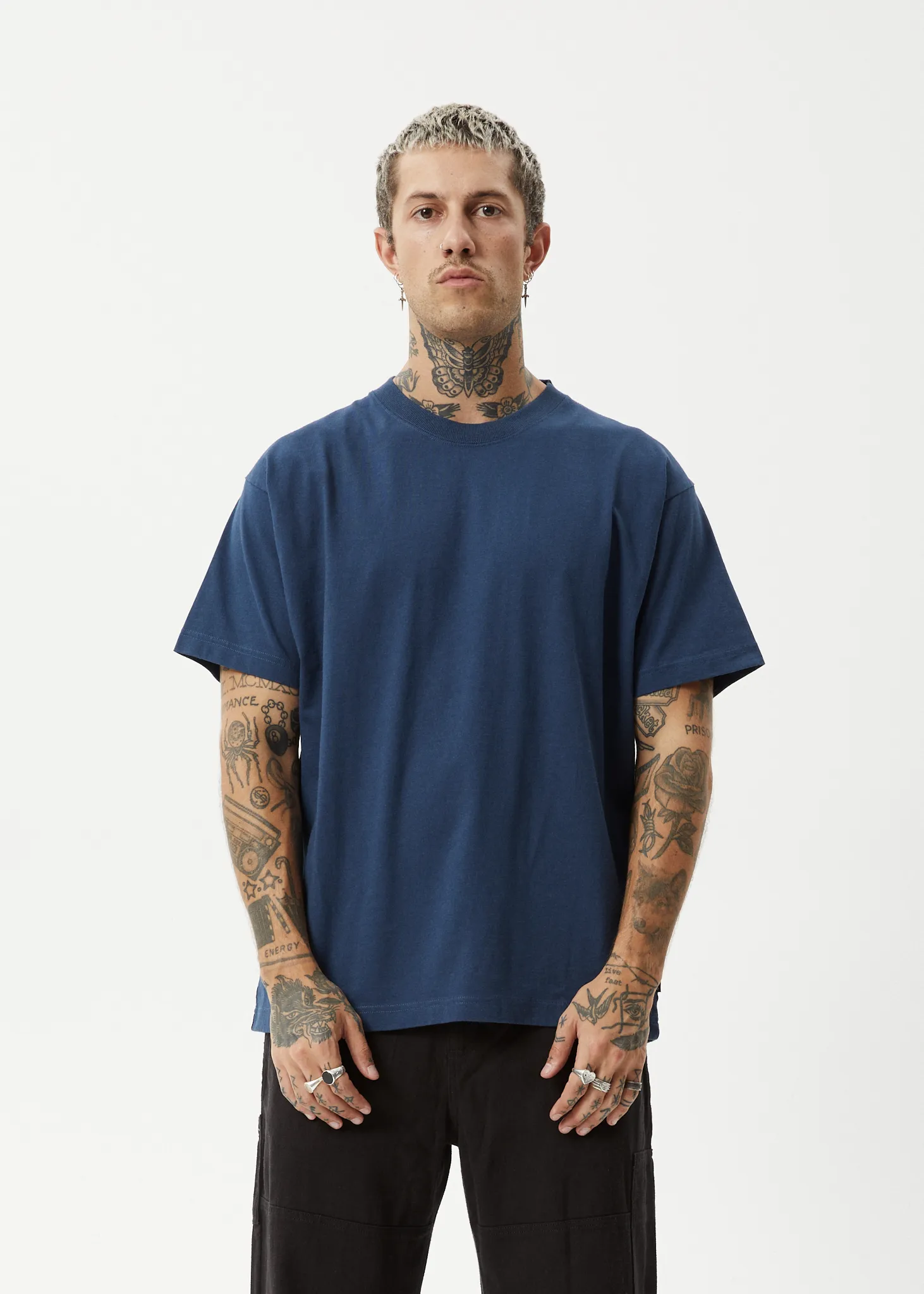 AFENDS Mens Genesis - Heavyweight Boxy Tee - Navy sold by Afends product image thumbnail 3