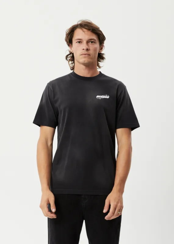 AFENDS Mens Eternal - Retro Graphic Logo T-Shirt - Worn Black sold by Afends
