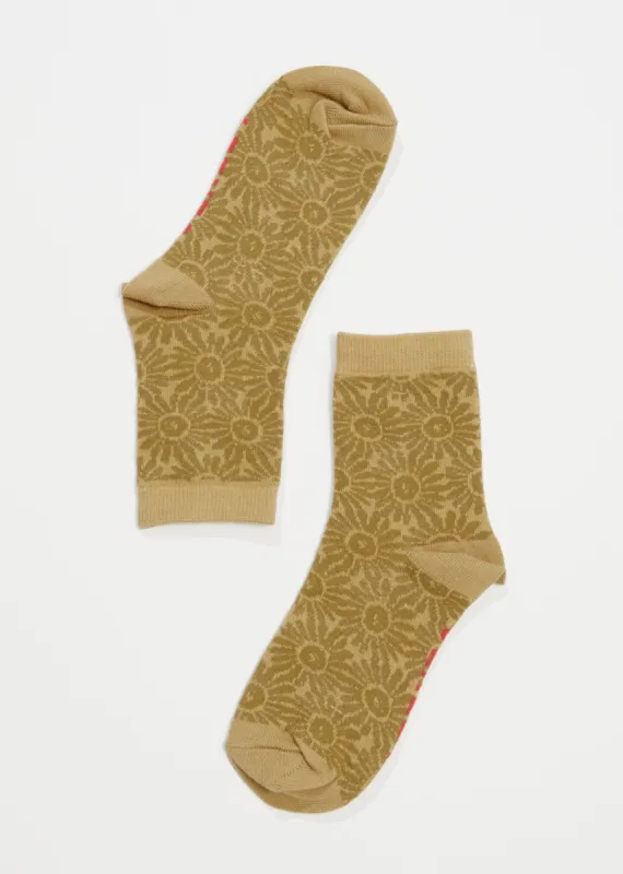 AFENDS Unisex Dandy - Crew Socks - Camel sold by Afends