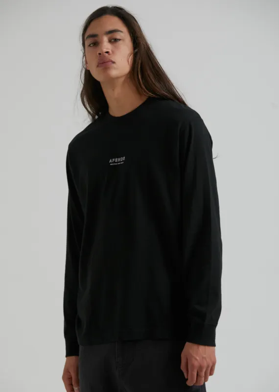 AFENDS Mens Credits - Long Sleeve T-Shirt - Black sold by Afends