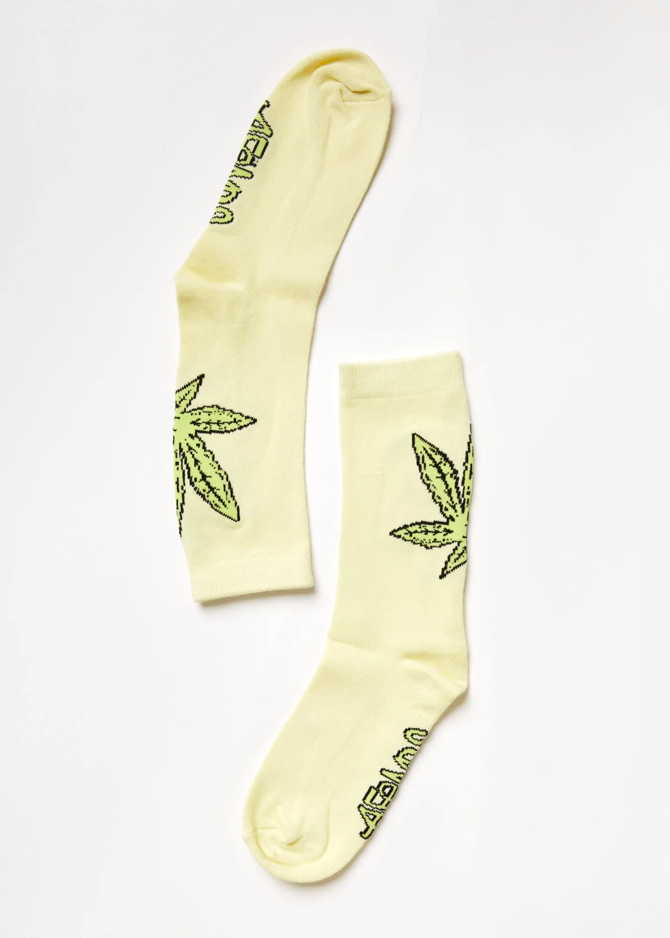 AFENDS Unisex Coasting - Crew Socks - Citron sold by Afends