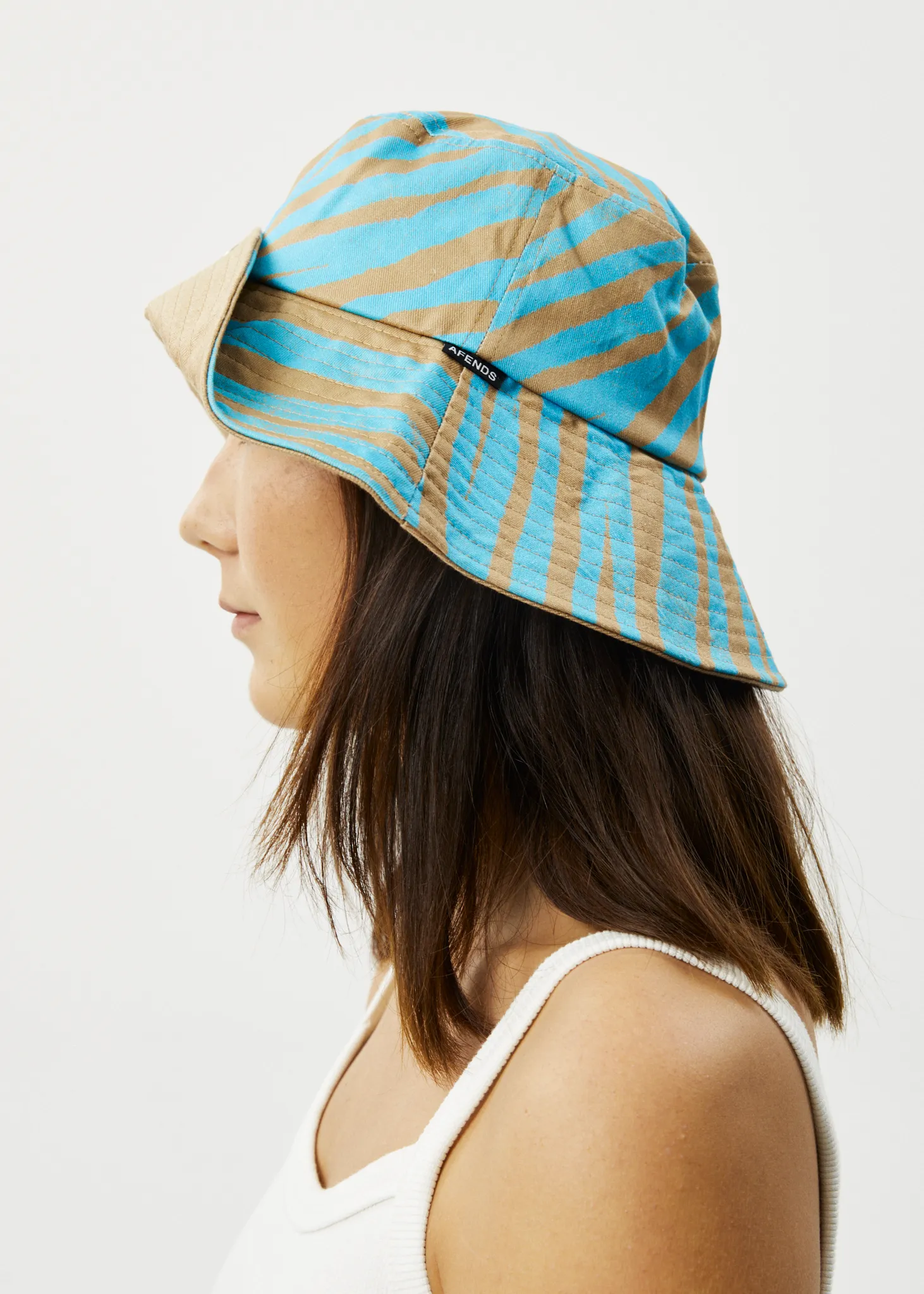 AFENDS Unisex Adi - Wide Brim Bucket Hat - Blue Stripe sold by Afends product image thumbnail 3