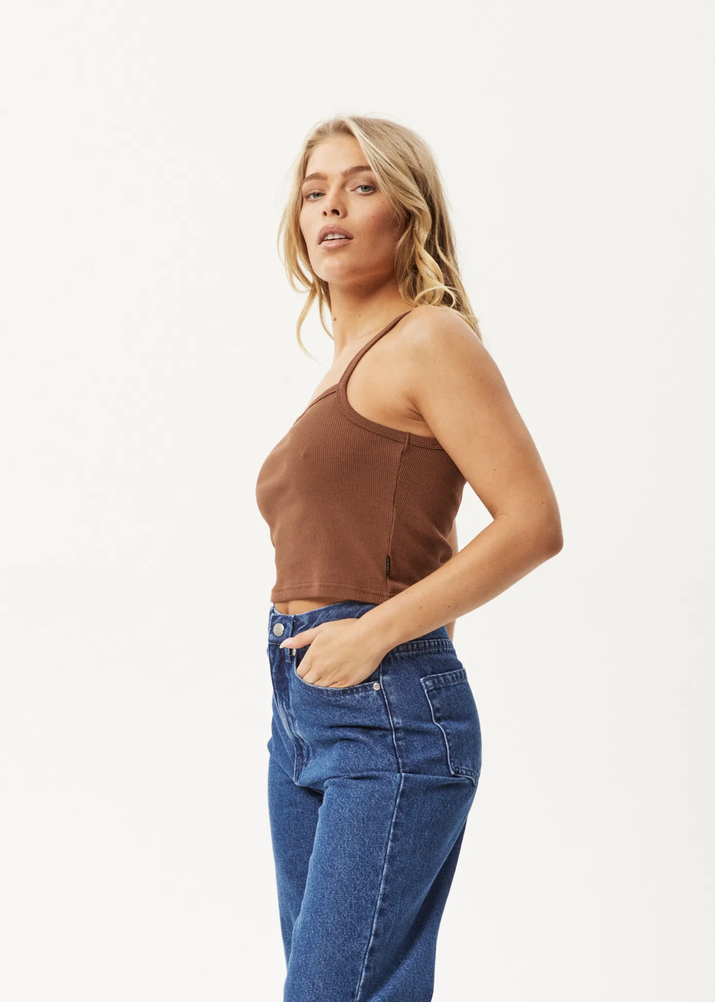 AFENDS Womens Taylor - Rib Singlet - Toffee sold by Afends product image thumbnail 2