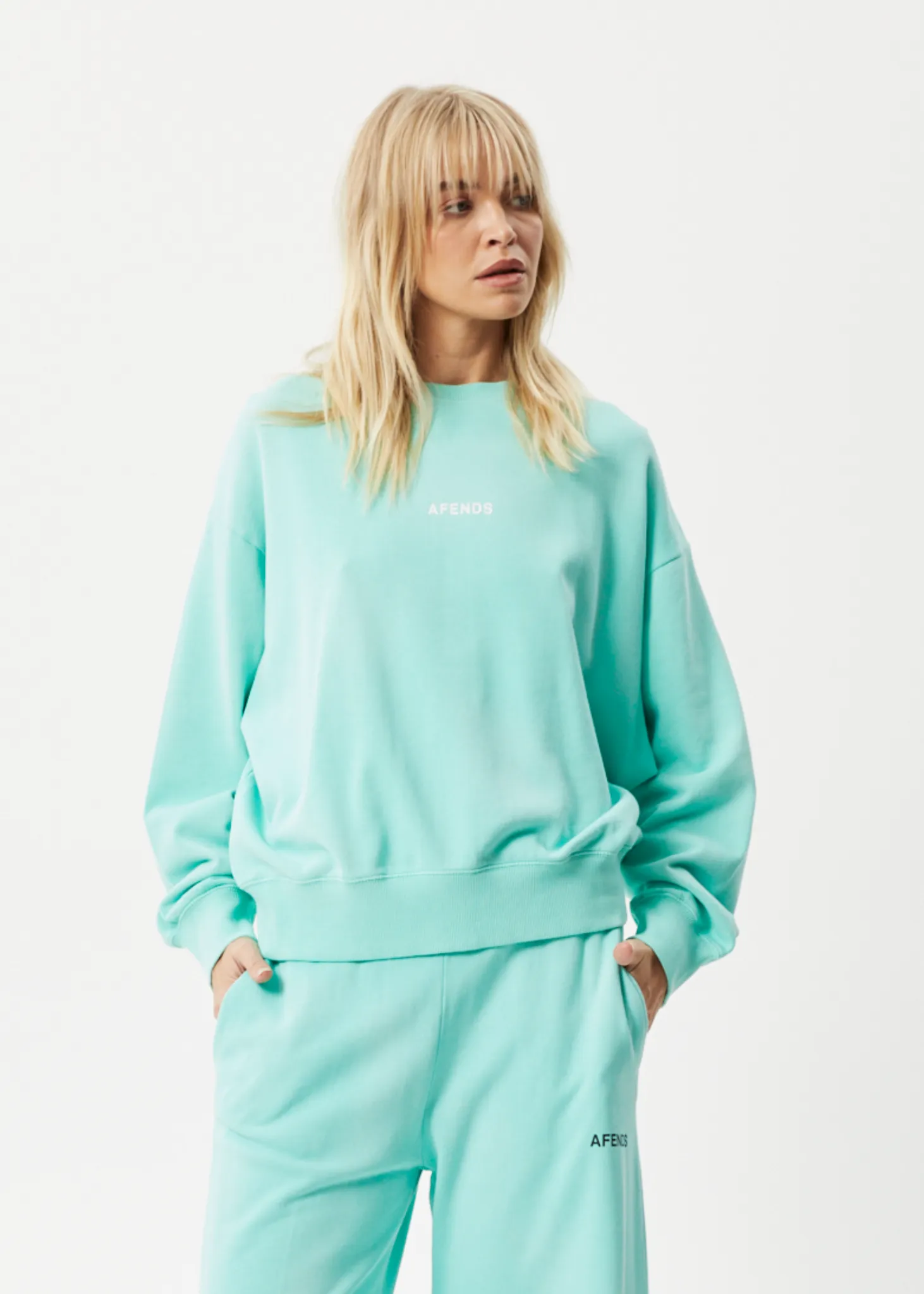AFENDS Womens Boundless - Crew Neck Jumper - Worn Jade sold by Afends