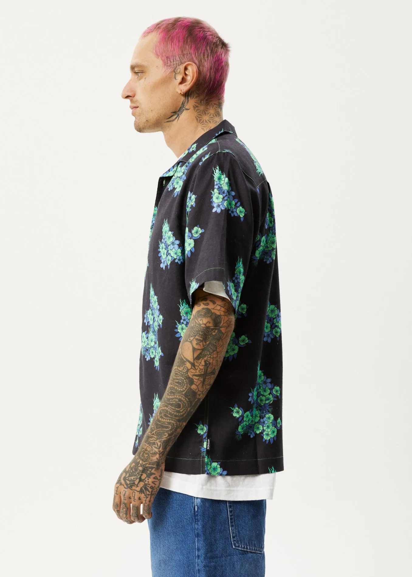 AFENDS Unisex House Of Darwin - Unisex Cuban Short Sleeve Shirt - Charcoal Floral sold by Afends product image thumbnail 4