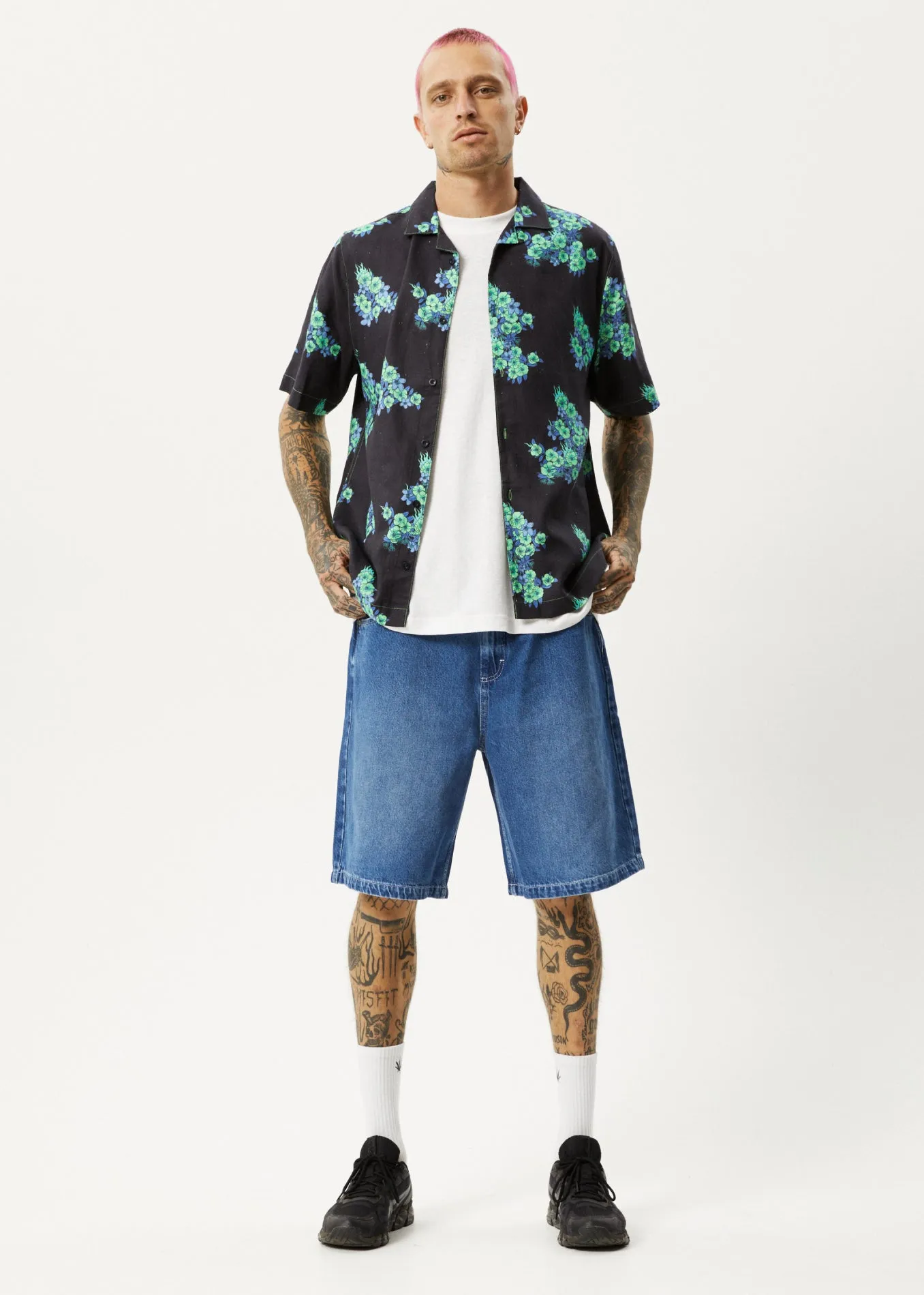 AFENDS Unisex House Of Darwin - Unisex Cuban Short Sleeve Shirt - Charcoal Floral sold by Afends product image thumbnail 3