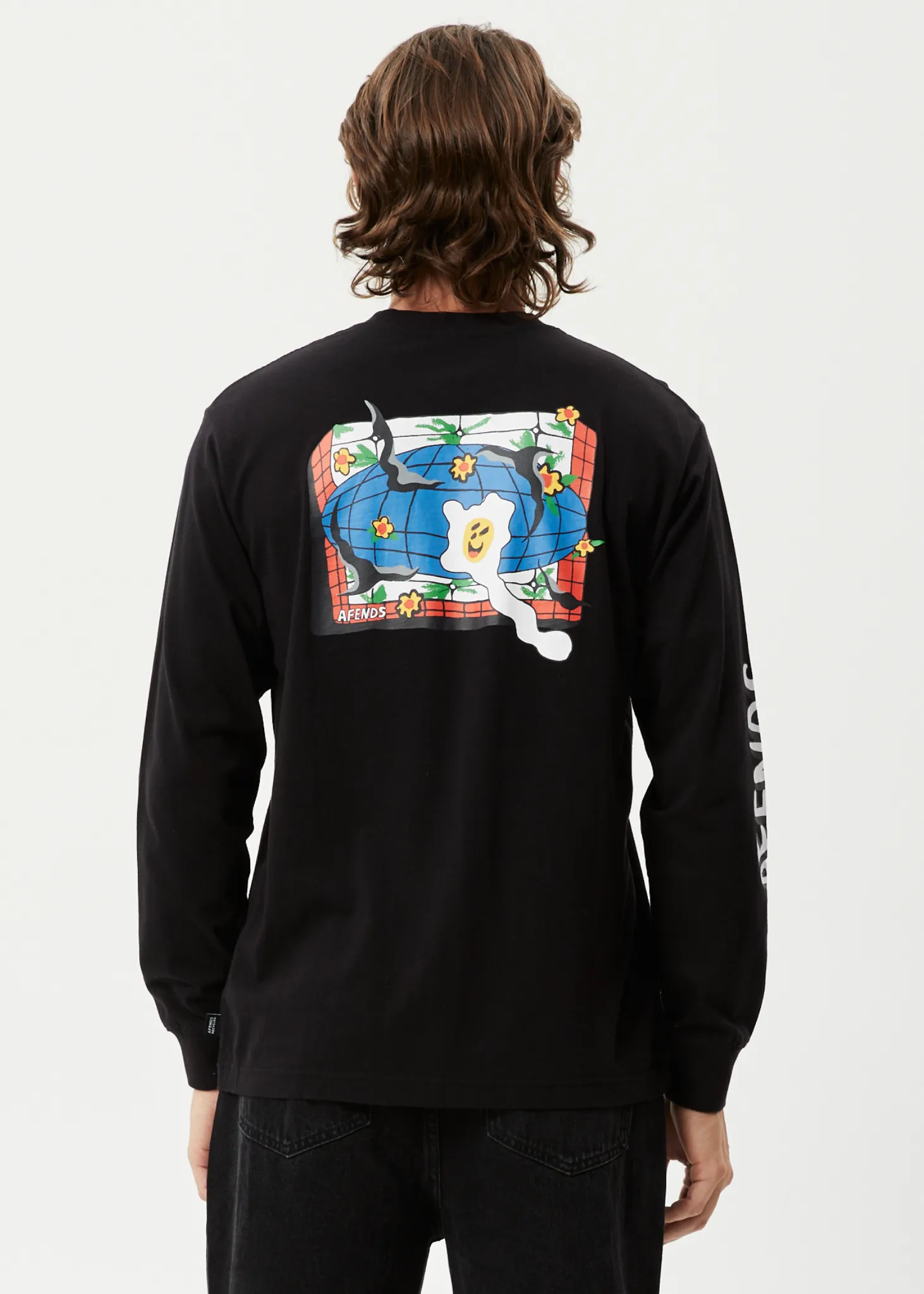 AFENDS Mens Globe - Long Sleeve Graphic T-Shirt - Black sold by Afends product image thumbnail 2