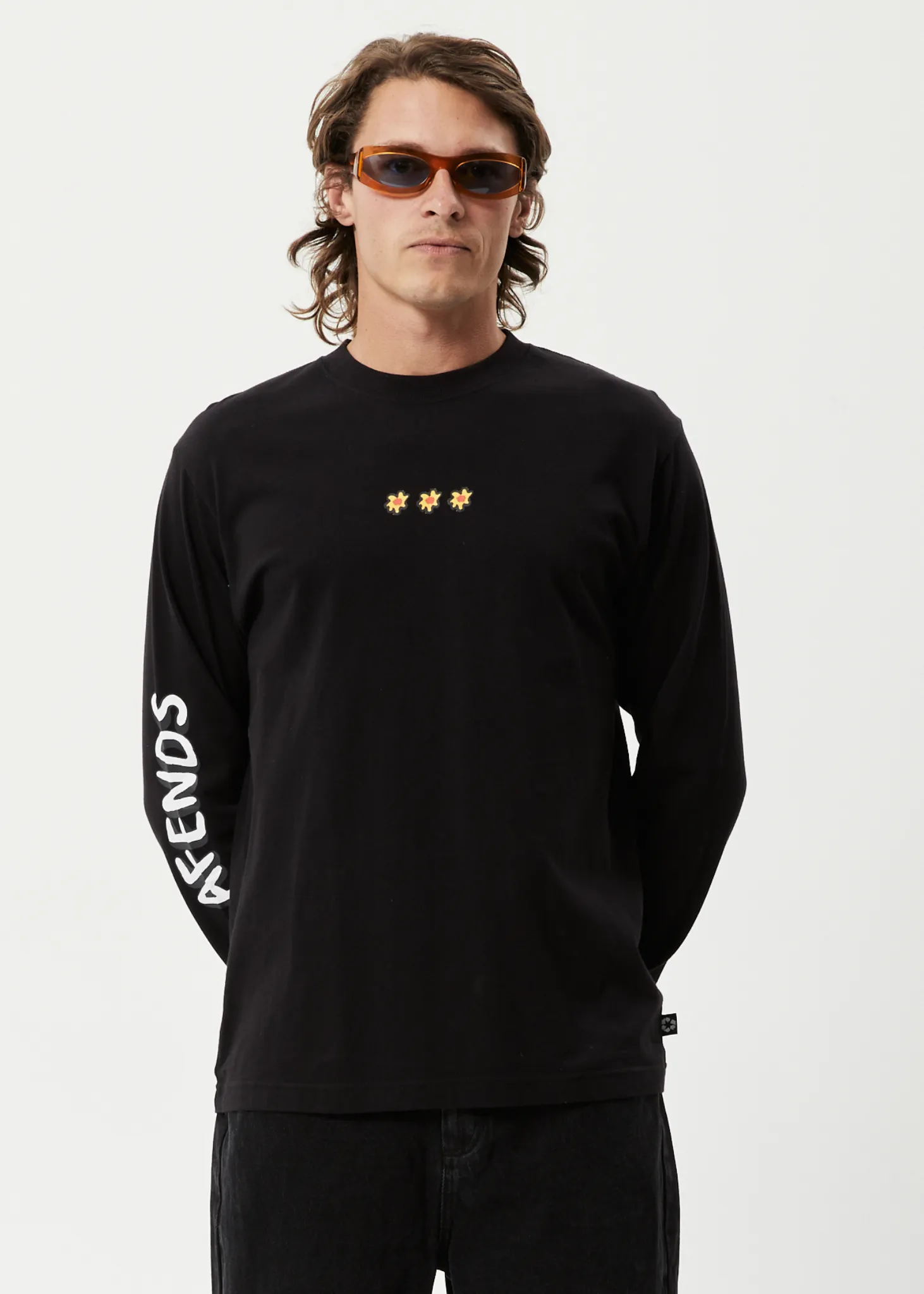 AFENDS Mens Globe - Long Sleeve Graphic T-Shirt - Black sold by Afends