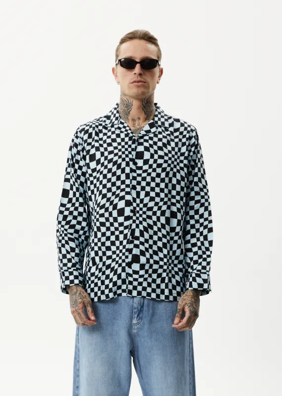 AFENDS Mens Void - Check Long Sleeve Shirt - Sky Blue made by Afends