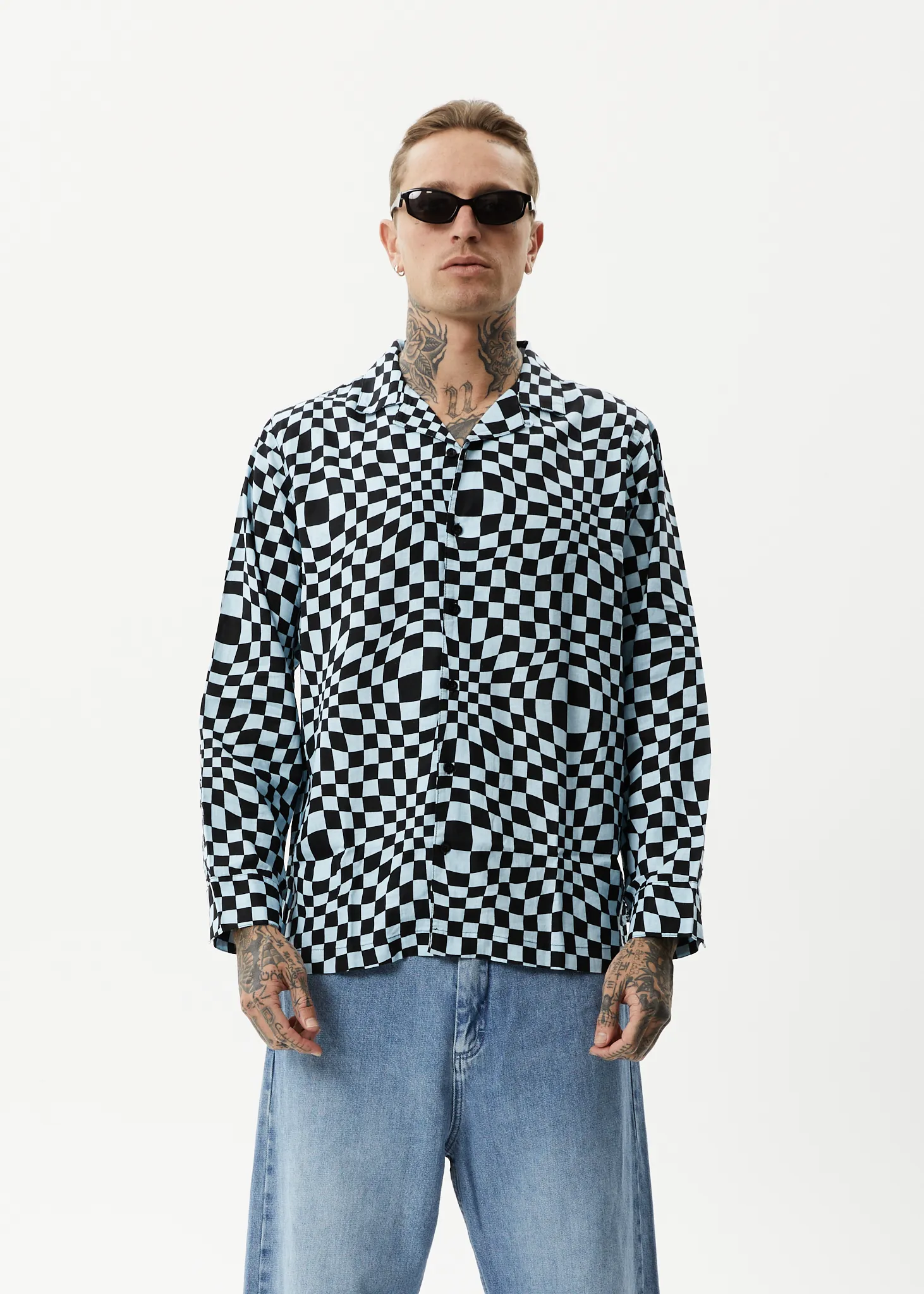AFENDS Mens Void - Check Long Sleeve Shirt - Sky Blue sold by Afends product image thumbnail 5