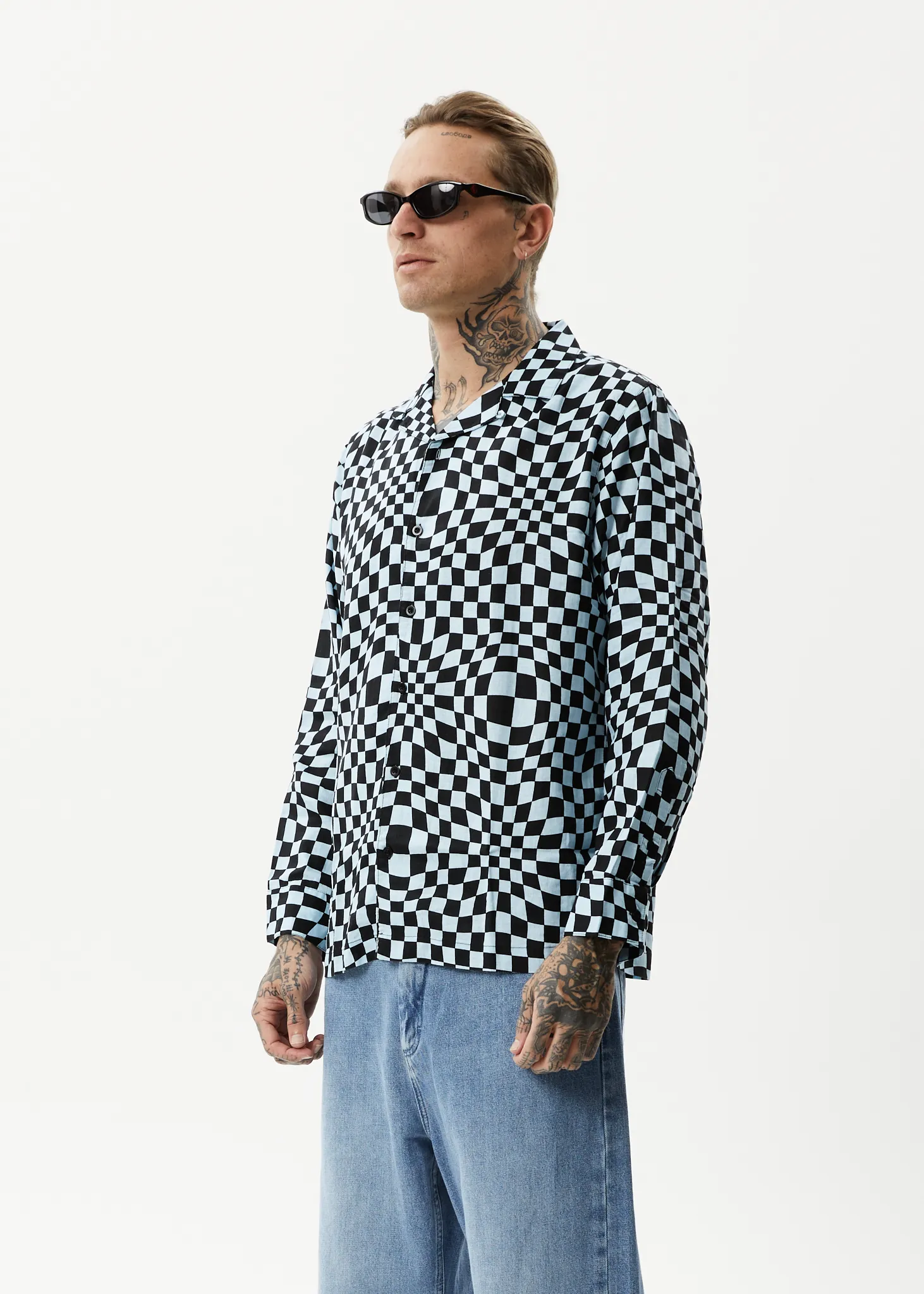 AFENDS Mens Void - Check Long Sleeve Shirt - Sky Blue sold by Afends product image thumbnail 3