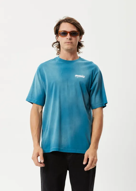 AFENDS Mens Eternal - Retro Graphic Logo T-Shirt - Worn Azure sold by Afends