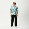 AFENDS Mens Liquid - Cuban Short Sleeve Shirt - Jade Floral sold by Afends