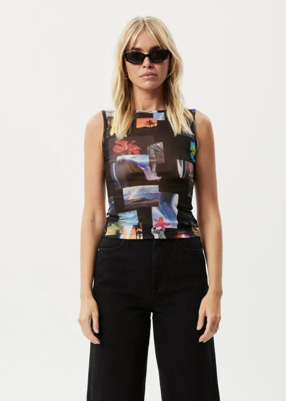 AFENDS Womens Under Pressure - Sheer Tank - Black sold by Afends
