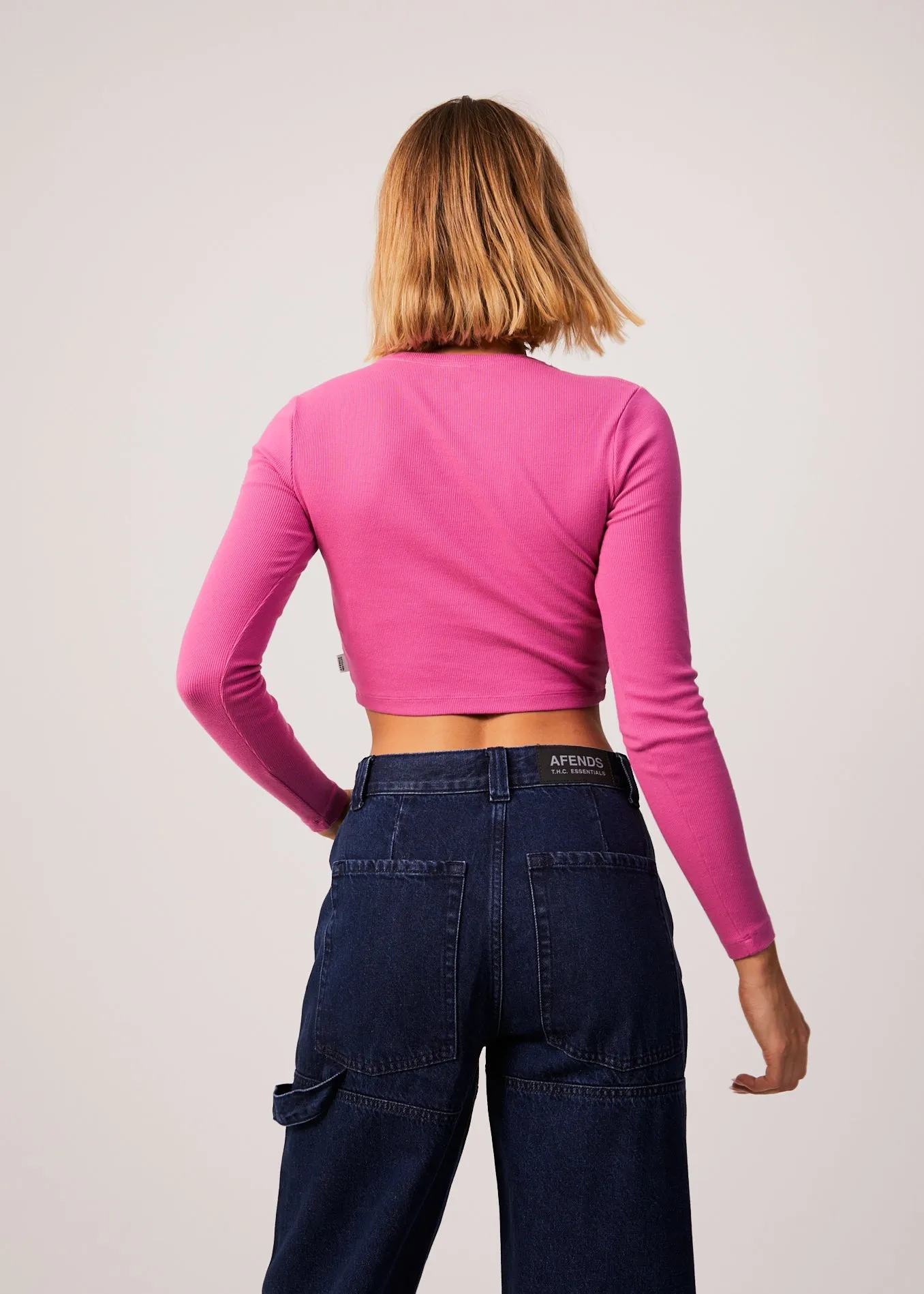 AFENDS Womens Harlow - Ribbed Long Sleeve Top - Bubblegum sold by Afends product image thumbnail 5