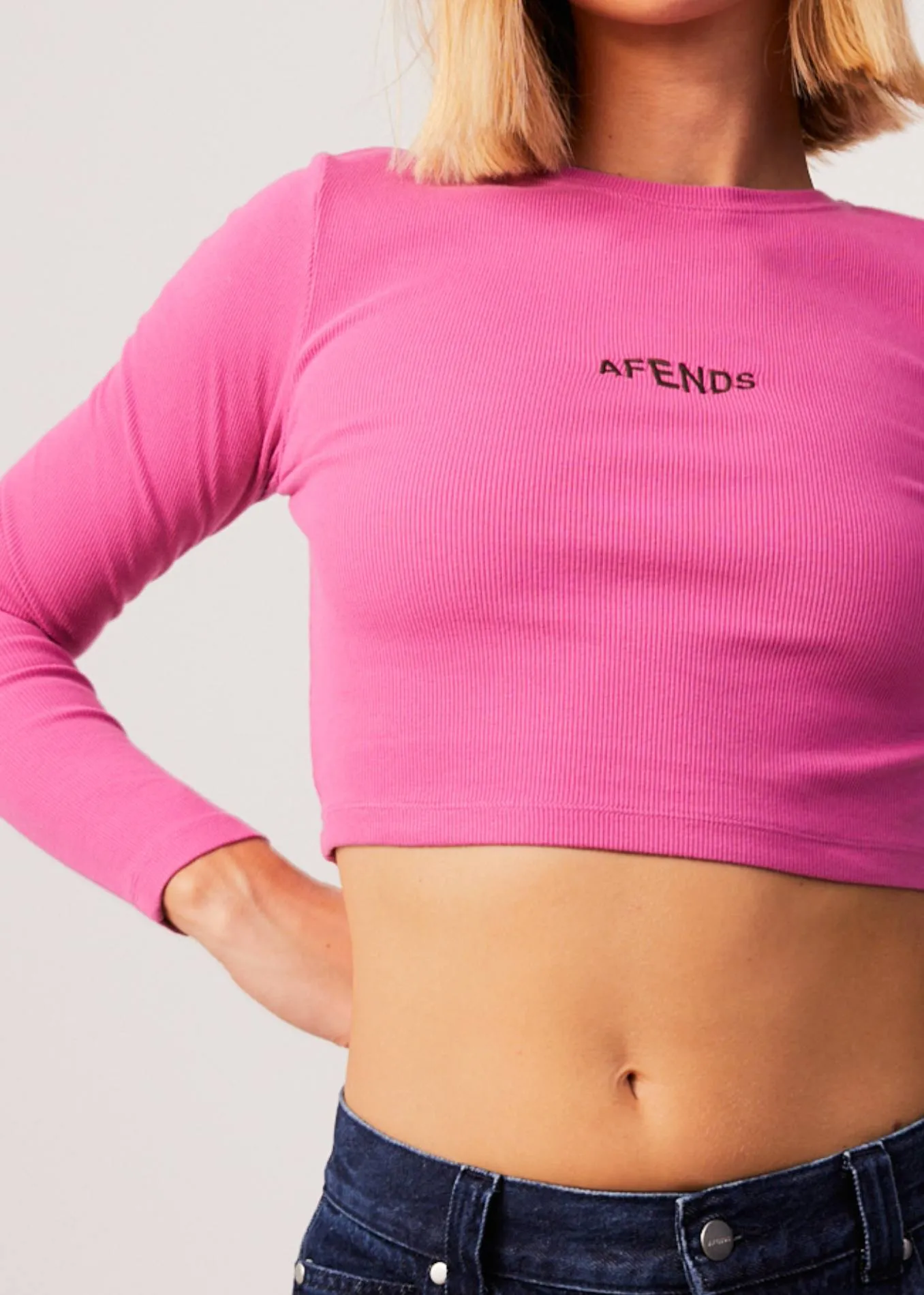 AFENDS Womens Harlow - Ribbed Long Sleeve Top - Bubblegum sold by Afends product image thumbnail 2