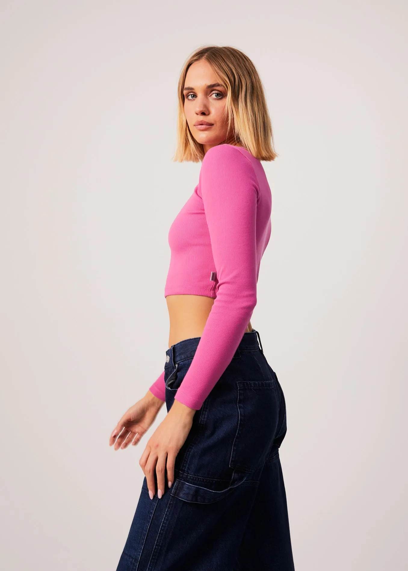 AFENDS Womens Harlow - Ribbed Long Sleeve Top - Bubblegum sold by Afends product image thumbnail 4