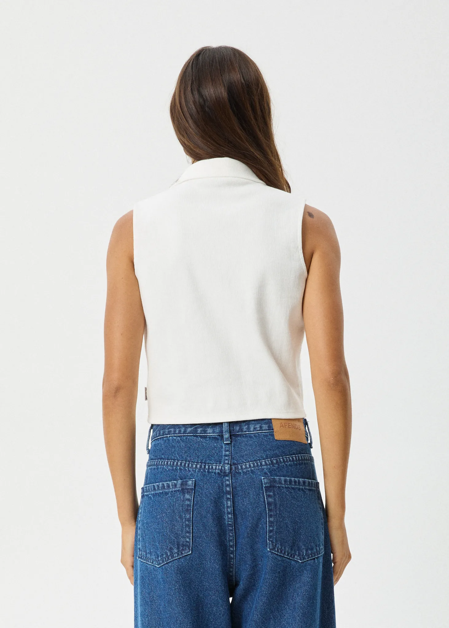 AFENDS Womens Eliza - Rib Sleeveless Shirt - White sold by Afends product image thumbnail 5