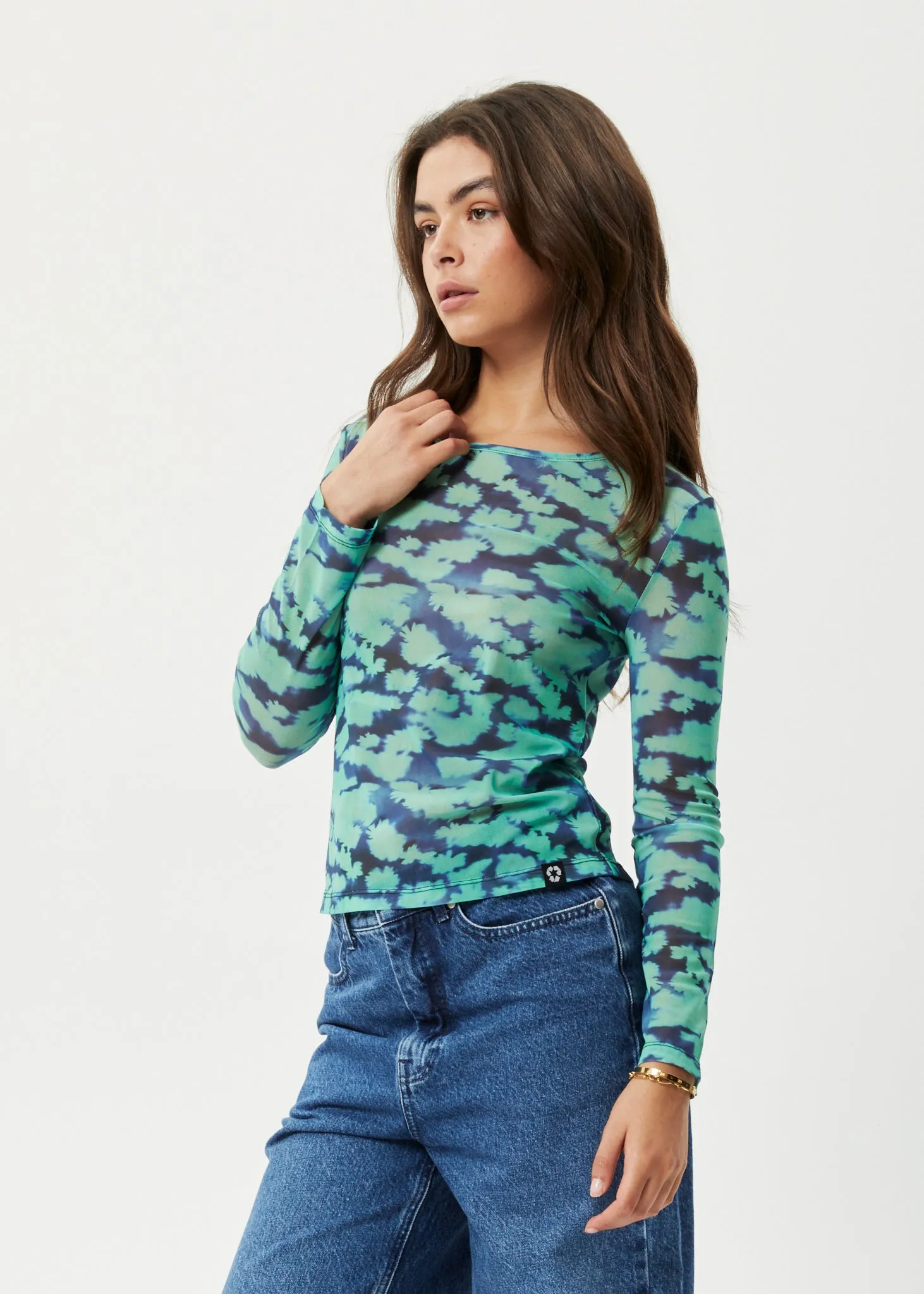 AFENDS Womens Liquid - Sheer Long Sleeve Top - Jade Floral sold by Afends product image thumbnail 2