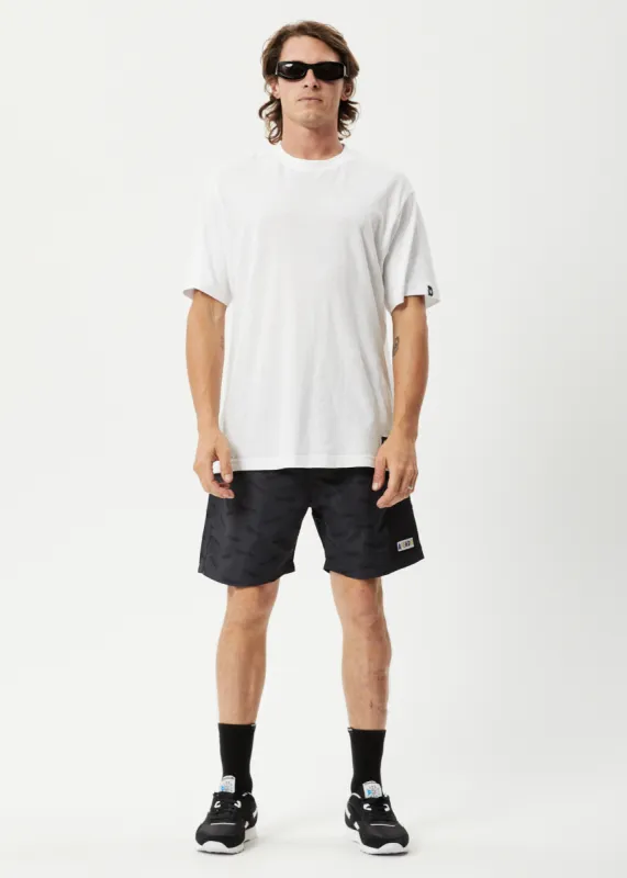 AFENDS Mens Fendsa - Elastic Waist Spray Shorts - Charcoal sold by Afends