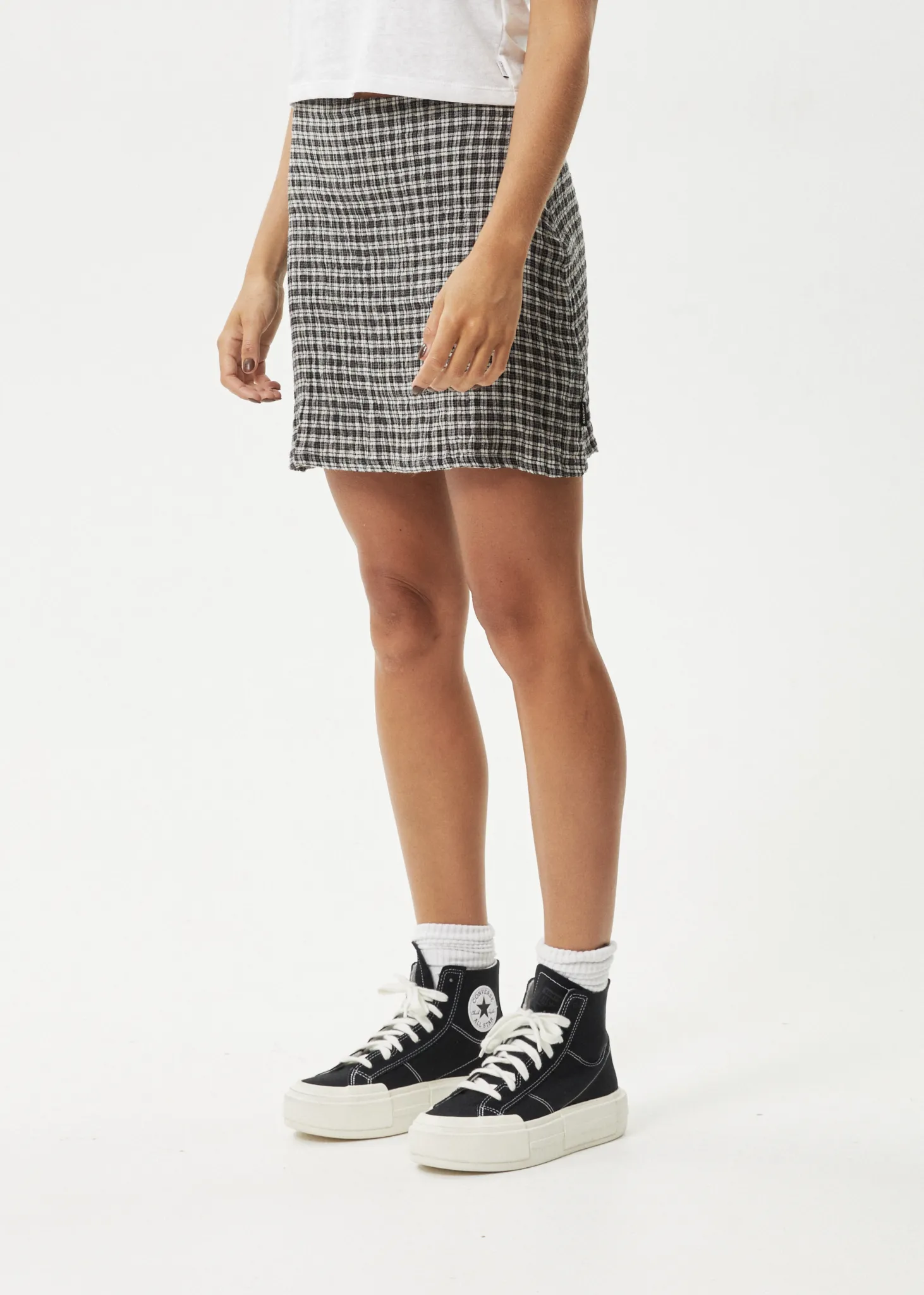 AFENDS Womens Asta - Seersucker Mini Skirt - Steel Check sold by Afends product image thumbnail 3