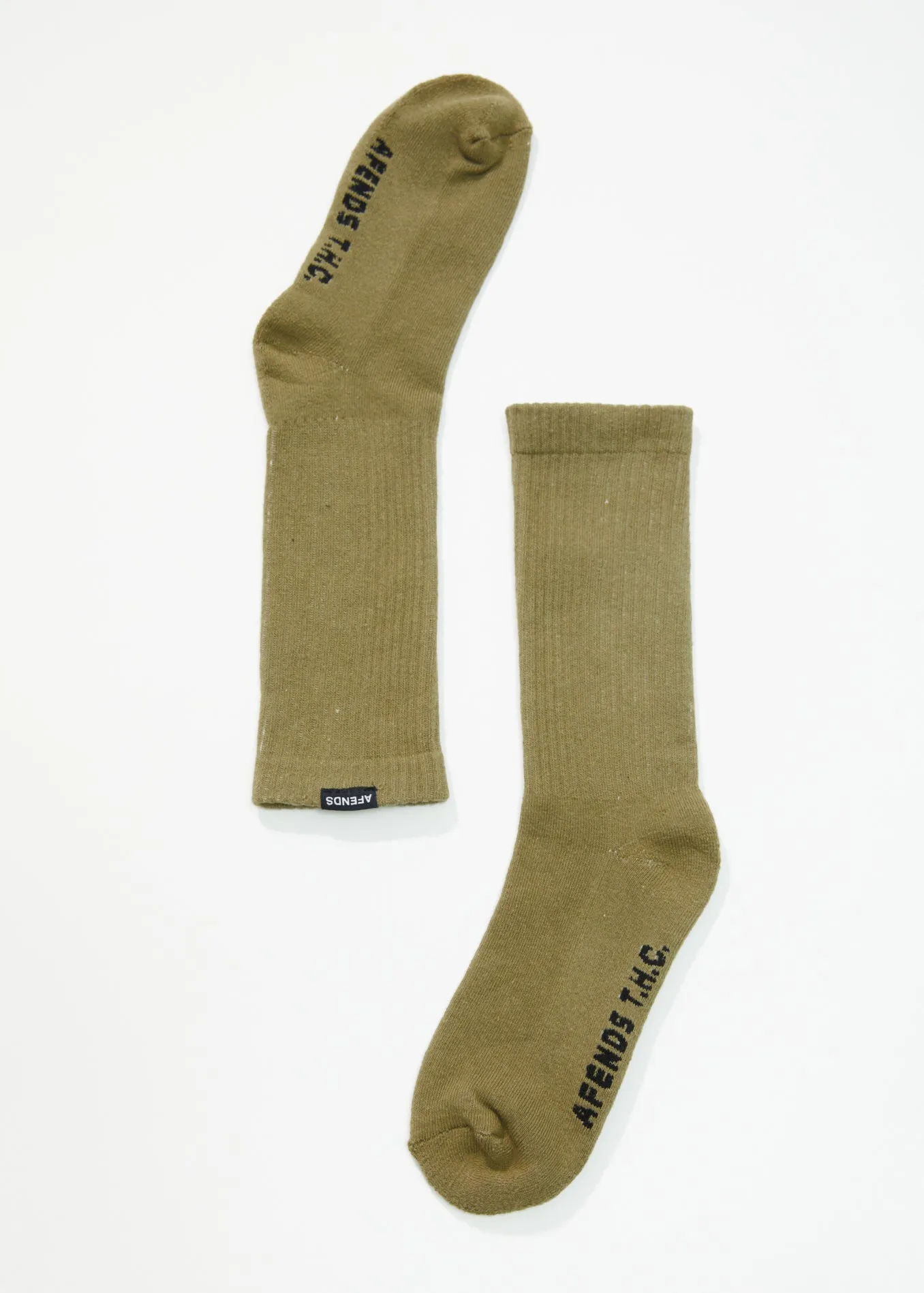 AFENDS Mens Everyday - Ribbed Crew Socks - Olive sold by Afends product image thumbnail 2
