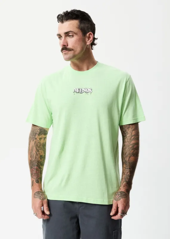 Afends Mens Drip - Hemp Retro T-Shirt - Lime Green sold by Afends