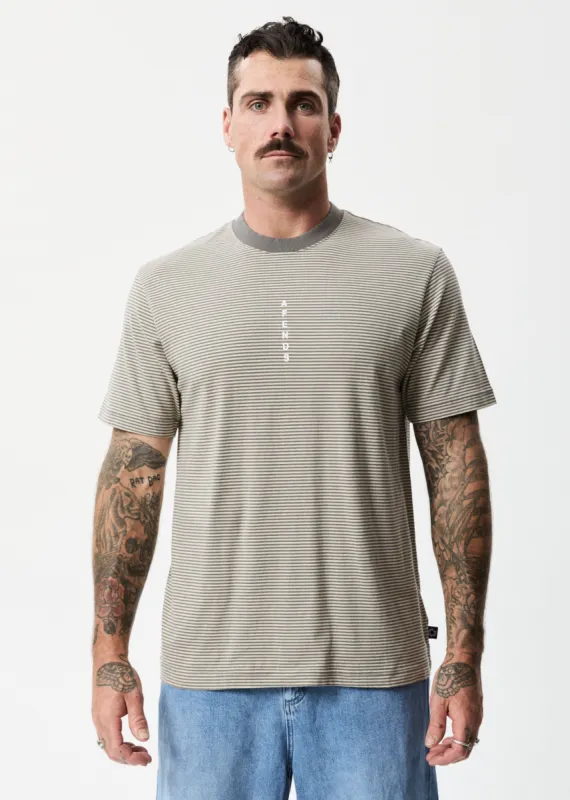 Afends Mens High Life - Recycled Striped Retro T-Shirt - Cement sold by Afends
