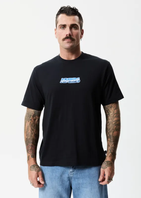 Afends Mens Chromed - Recycled Retro T-Shirt - Black sold by Afends