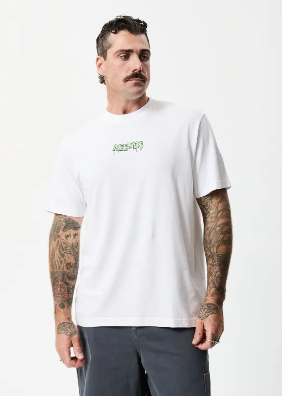 Afends Mens Drip - Hemp Retro T-Shirt - White sold by Afends