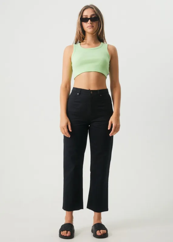 Afends Womens Shelby - Hemp Twill Wide Leg Pants - Black sold by Afends