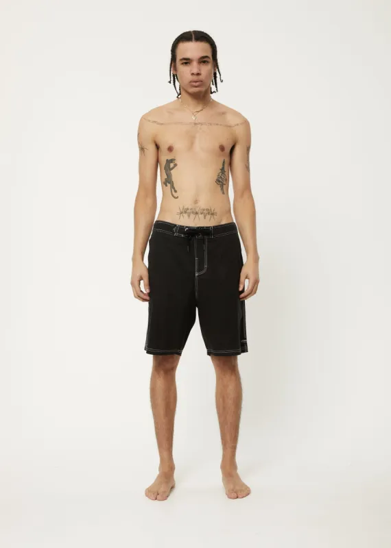 Afends Mens Surf Related - Hemp Fixed Waist Boardshorts - Black sold by Afends