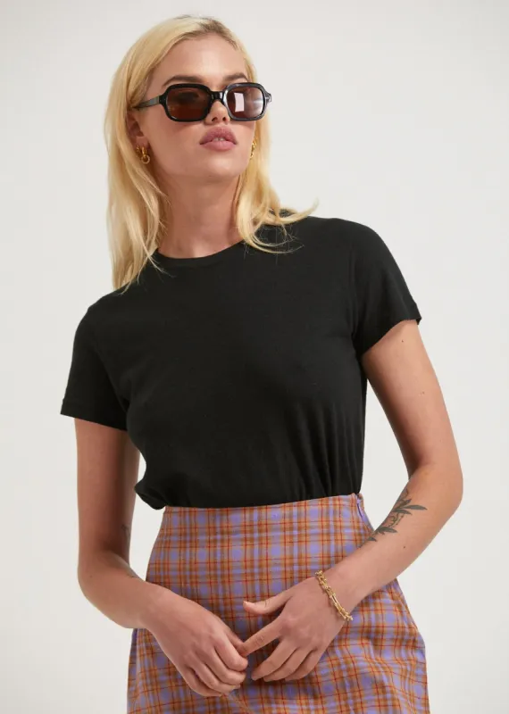 Afends Womens Hemp Basics - Standard Fit Tee - Black sold by Afends
