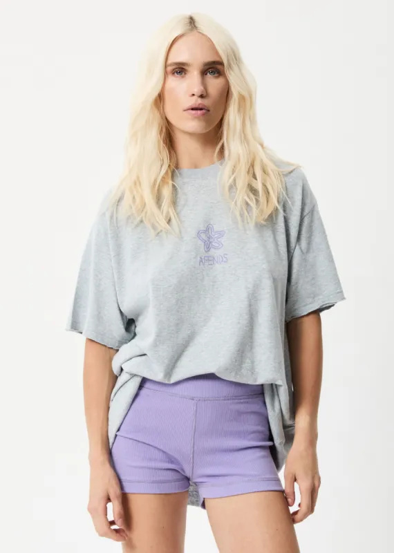 Afends Womens Paradoxic - Hemp Oversized Graphic T-Shirt - Shadow Grey Marle sold by Afends