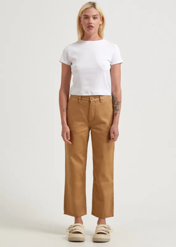 Afends Womens Shelby - Hemp Twill Wide Leg Pants - Chestnut sold by Afends
