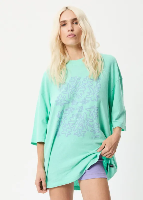 Afends Womens Ava - Hemp Oversized Graphic T-Shirt - Mint sold by Afends