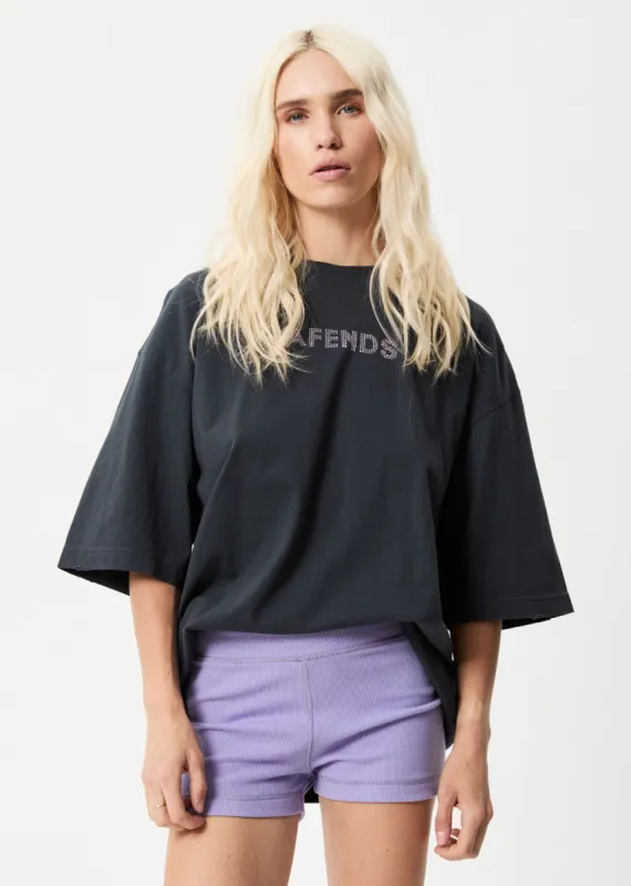 Afends Womens Glits - Recycled Oversized T-Shirt - Charcoal sold by Afends