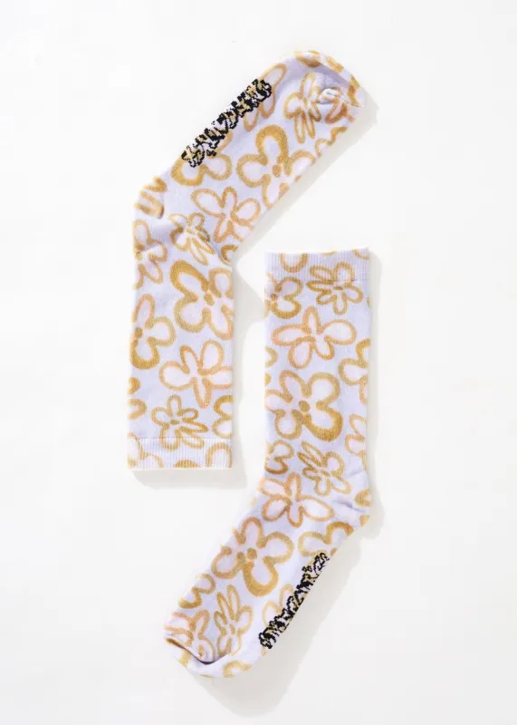 Afends Unisex Digital Daisy - Recycled Crew Socks - Tulip sold by Afends