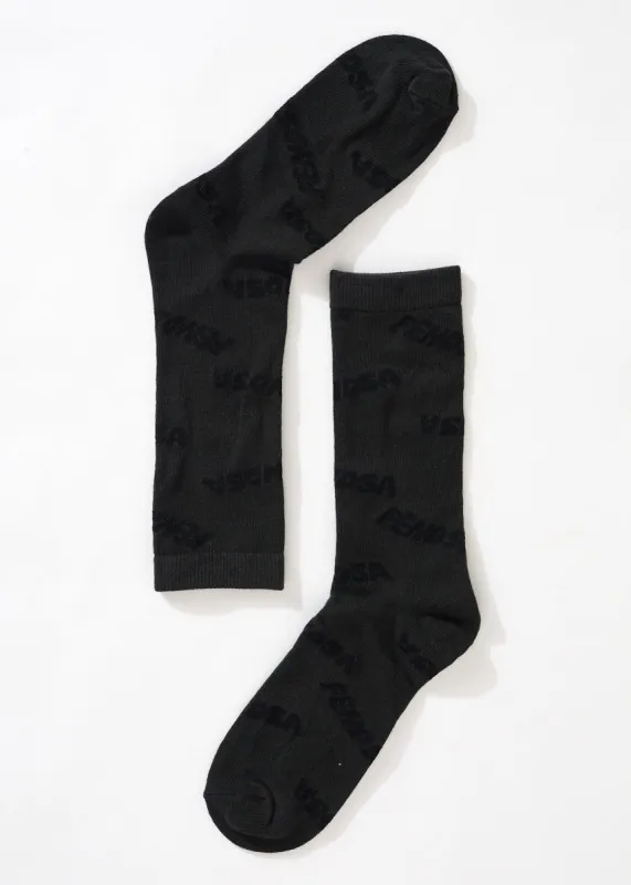 Afends Unisex Naughty - Recycled Crew Socks - Charcoal sold by Afends