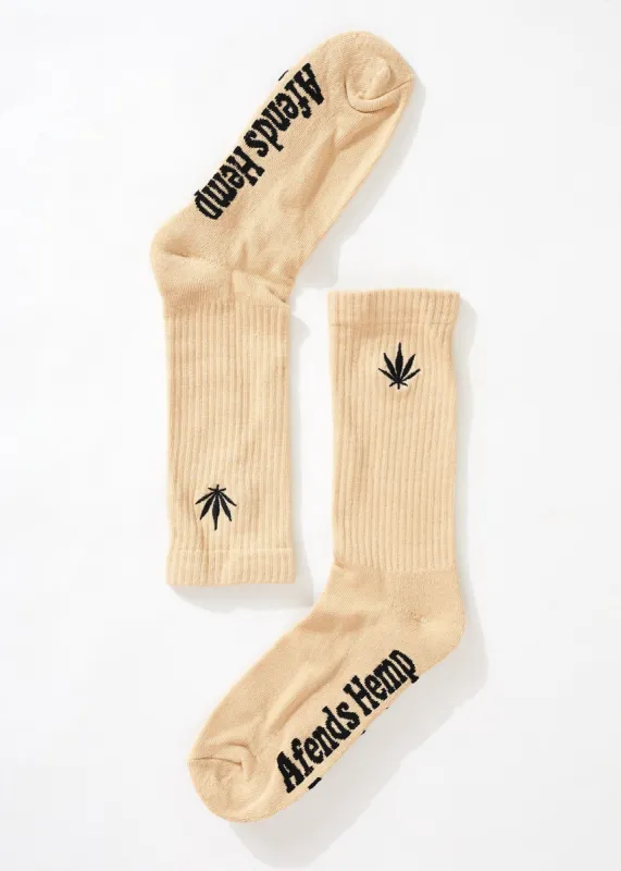 Afends Unisex Happy Hemp - Crew Socks - Bone sold by Afends