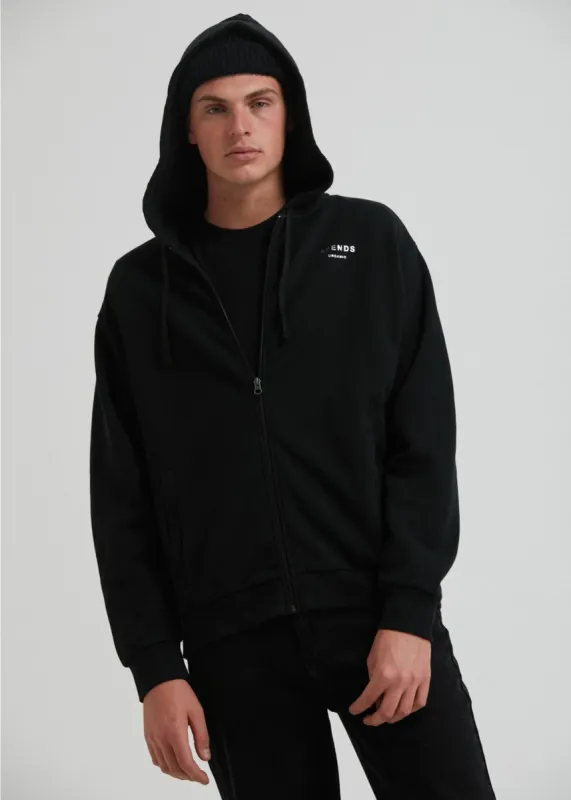 Afends Unisex Solitude - Unisex Organic Zip Up Hoodie - Black sold by Afends