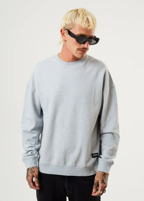 Afends Mens Sativa - Hemp Crew Neck Jumper - Shadow Grey Marle sold by Afends