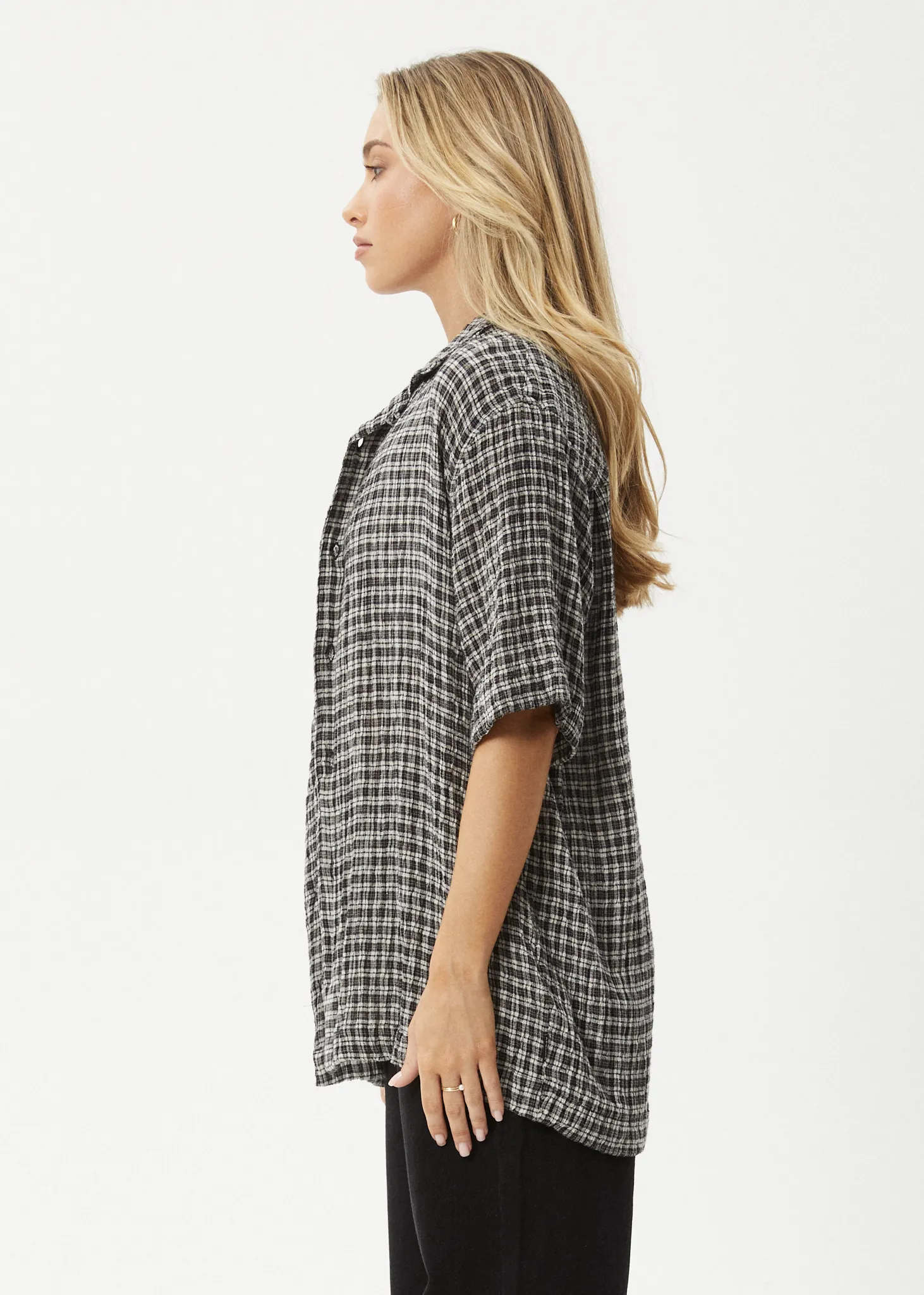 AFENDS Mens Asta - Seersucker Regular Shirt - Steel Check sold by Afends product image thumbnail 4